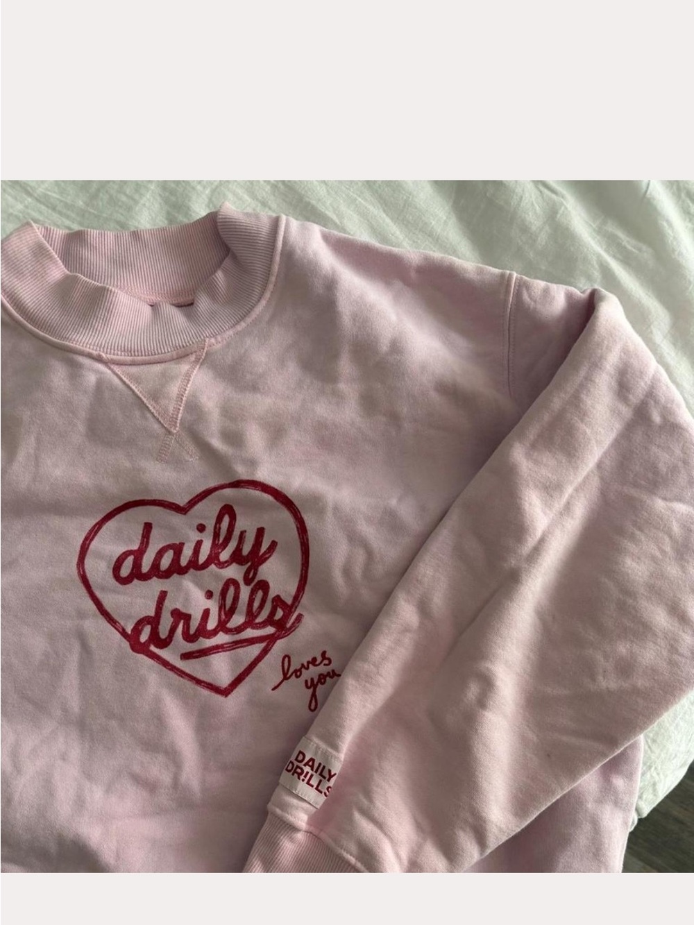 Daily Drills Pink Crewneck Pullover with Red Heart Logo